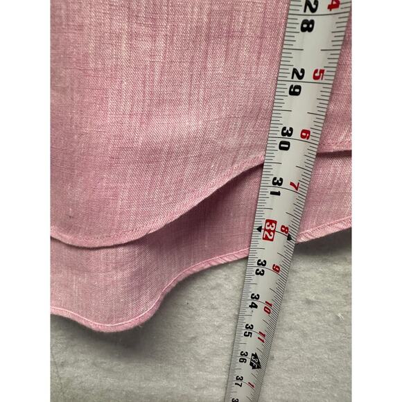 Steven Azzolina Studio Collection 100% Linen Pink Men LS Button Up Medium EUC - Picture 7 of 10